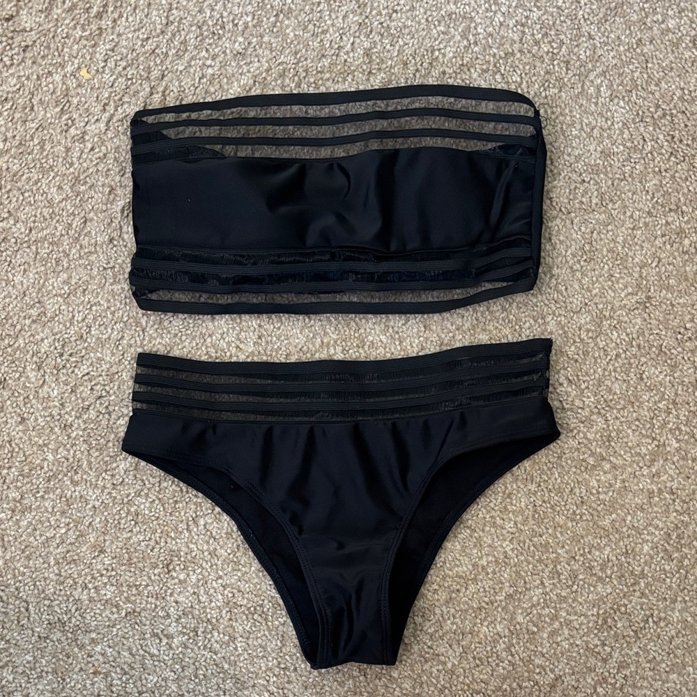 SHEIN Black Bandeau Bikini Set